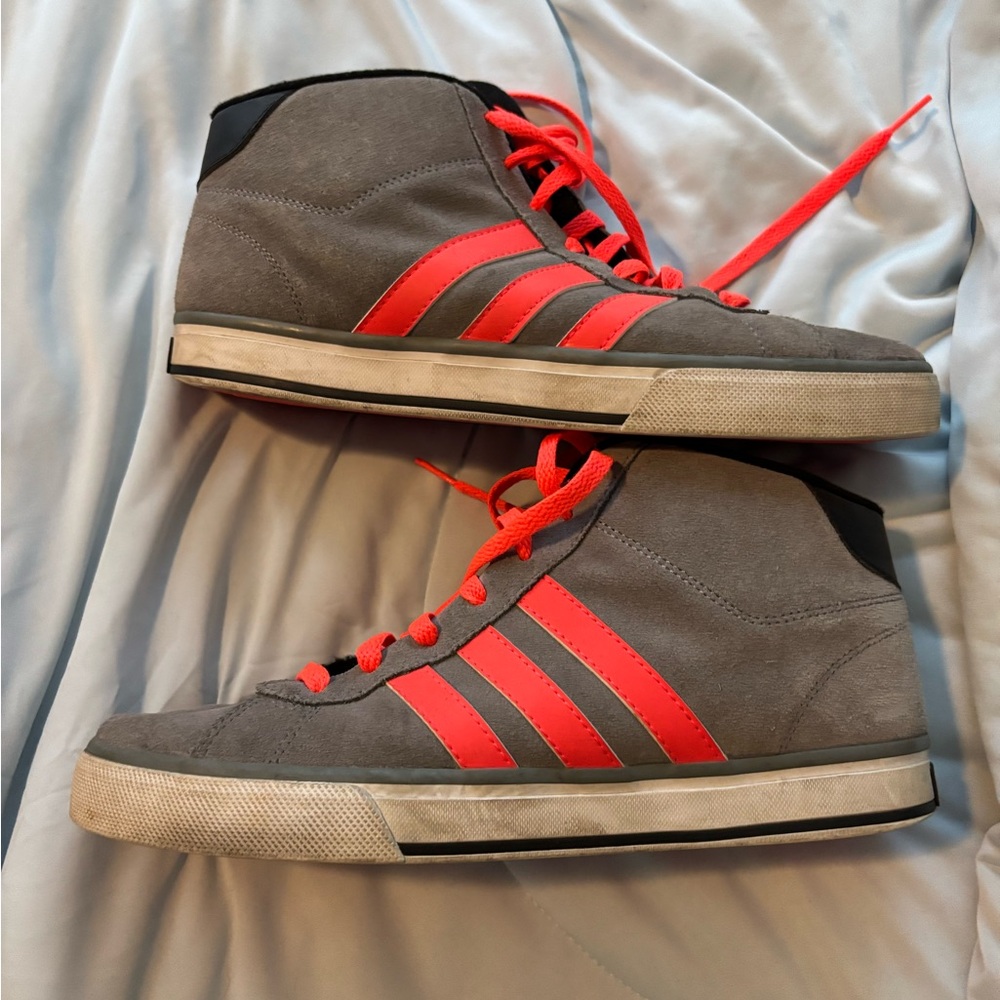 Adidas Men's Gray and Red High-Top NEO Sneakers